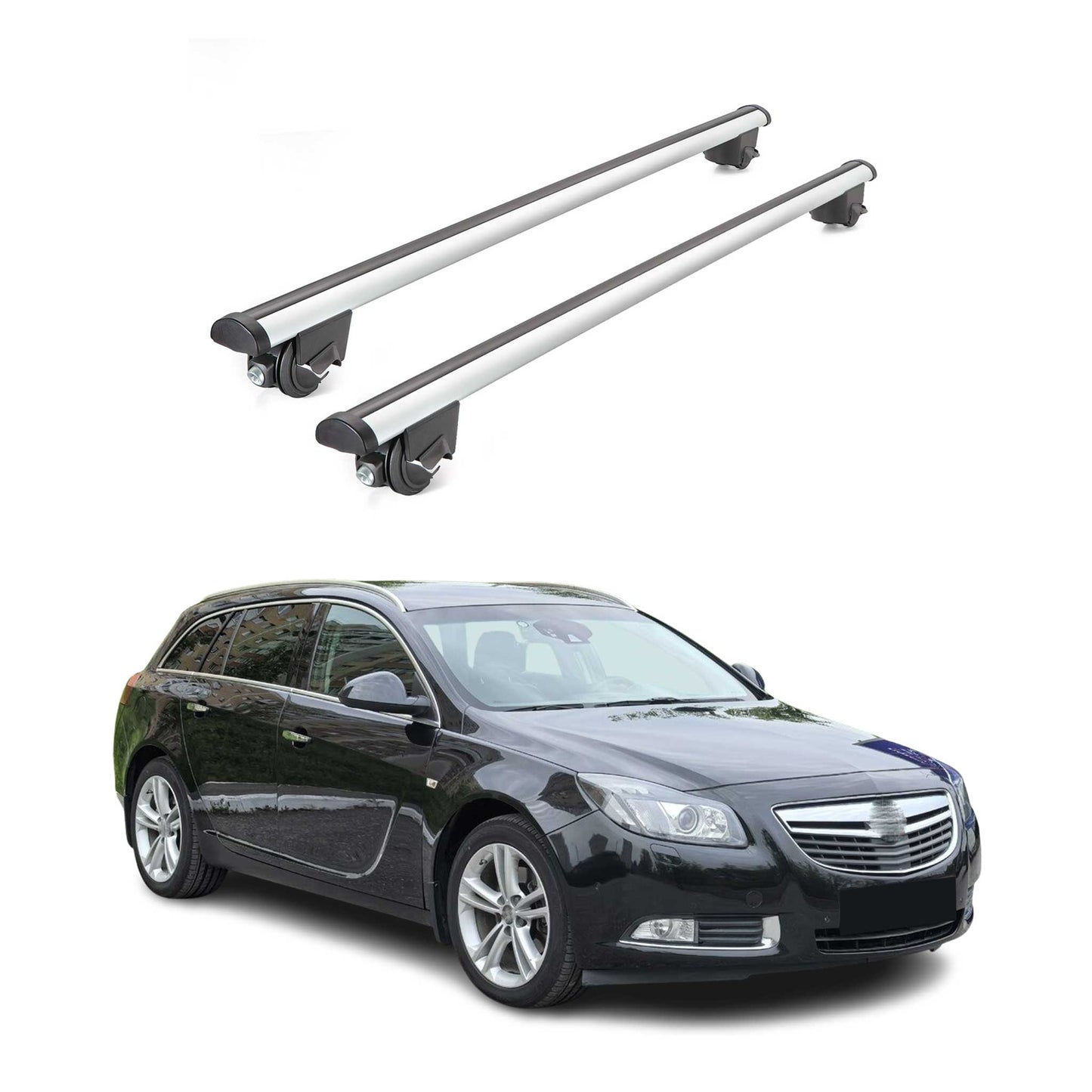 Portbagaj de plafon pentru Opel Insignia station wagon 2008-2017, capacitate 100 kg, aluminiu, argintiu, 2x ABE (omologare de tip germană)