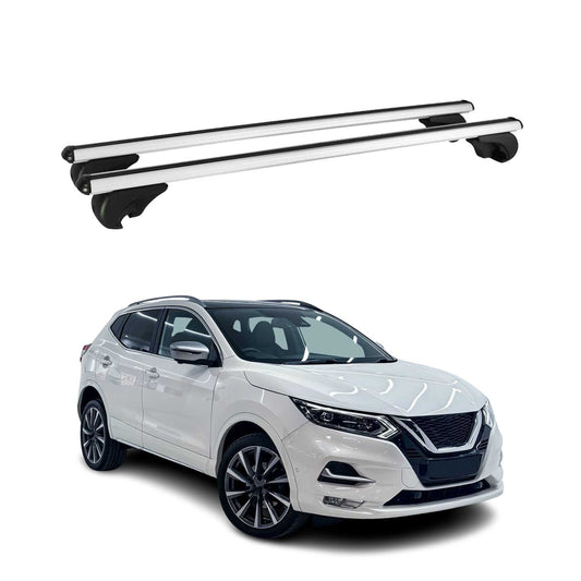 Portbagaj de plafon pentru Nissan Qashqai 2014-2021 75kg aluminiu argintiu 2 buc