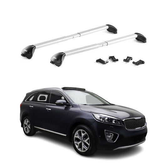 Dachträger Grundtäger für Kia Sorento 2014-2020 100kg Aluminium Silber 2 tlg ABE