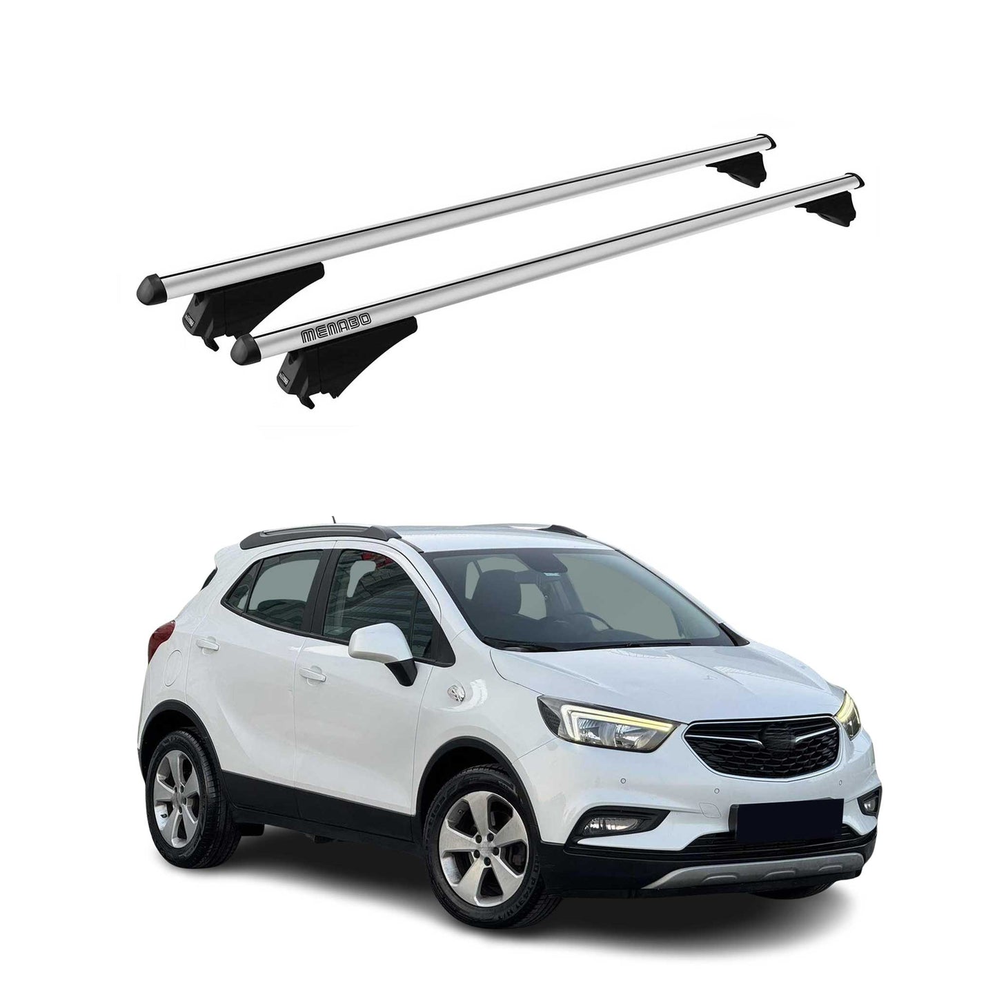 Menabo Dachträger Grundtäger für Opel Mokka X 2016-2019 75kg Alu Silber 2 tlg
