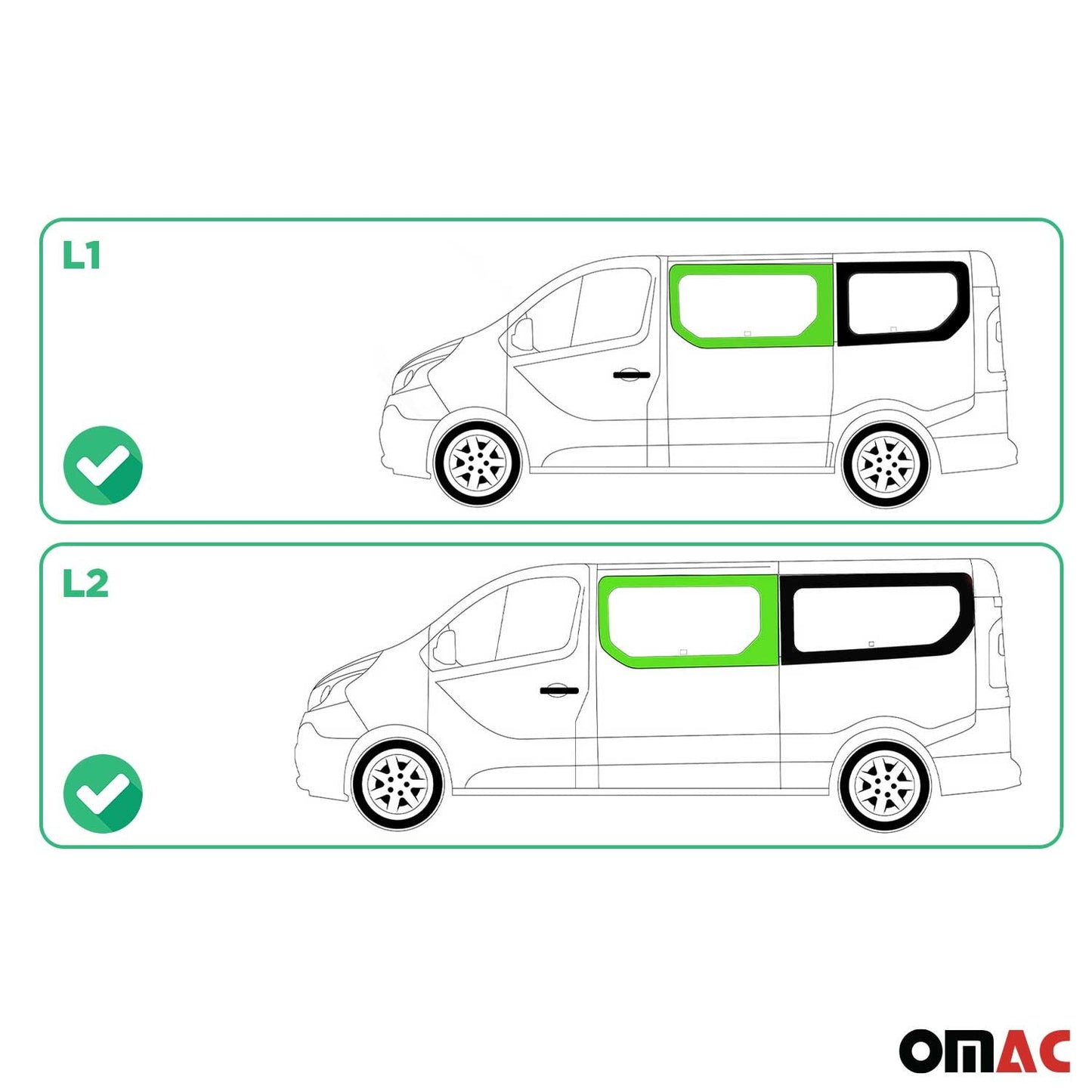 Seitenfenster Auto Fenster für Opel Vivaro 2014-2019 Links Schwarz L1 L2
