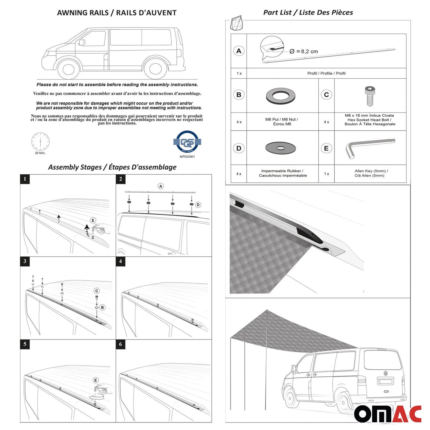 Șină parasolar pentru Ford Transit / Tourneo Custom din 2023 L1 Argintiu Aluminiu