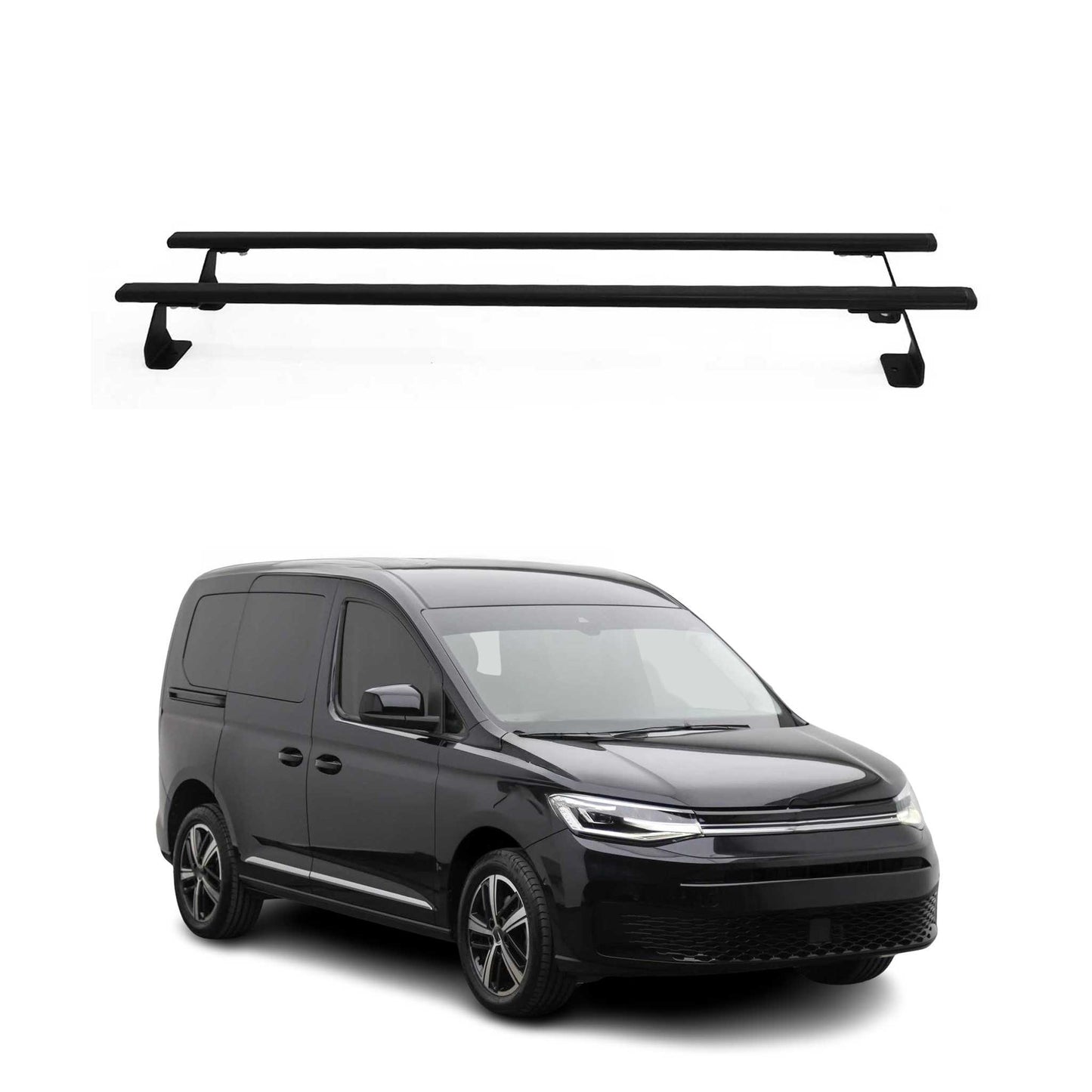 Dachträger Grundtäger für VW Caddy 2020-2025 75kg Stahl Schwarz 2 tlg