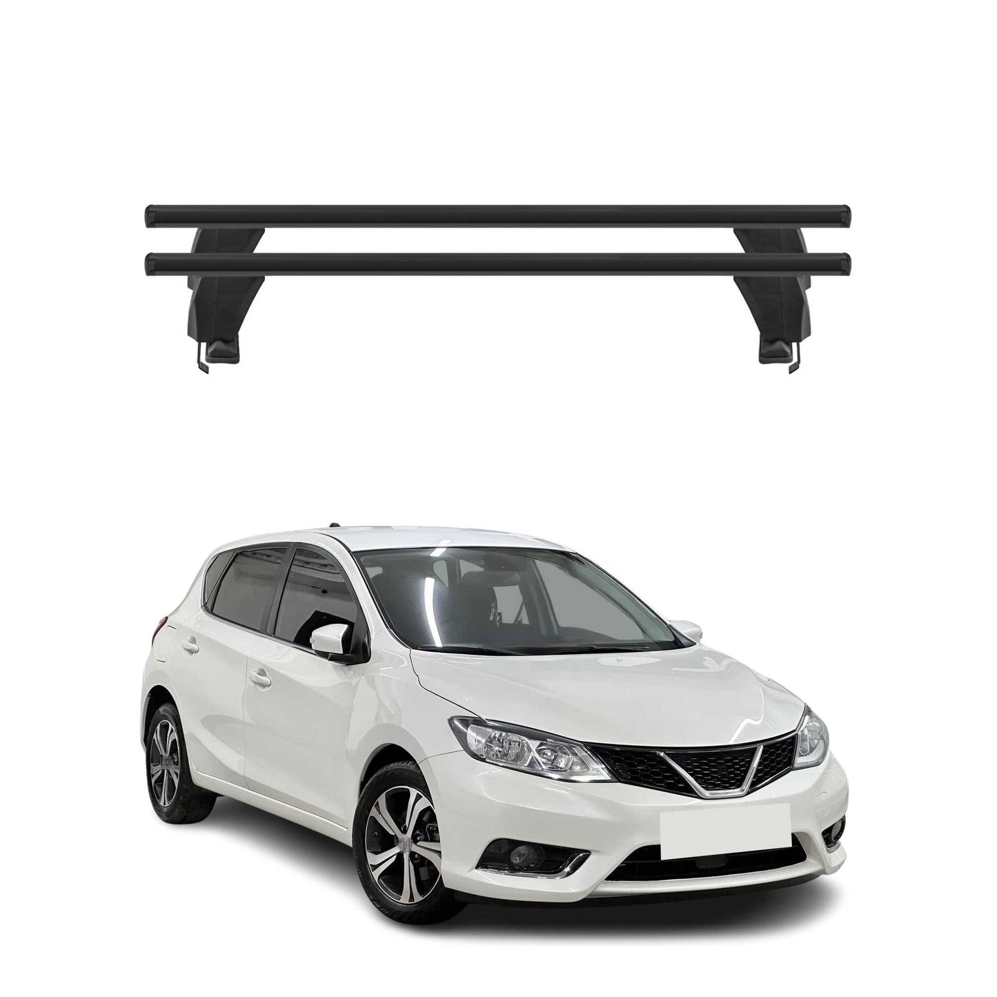 Menabo Dachträger Grundtäger für Nissan Pulsar 2014-2018 50kg Alu Schwarz 2 tlg