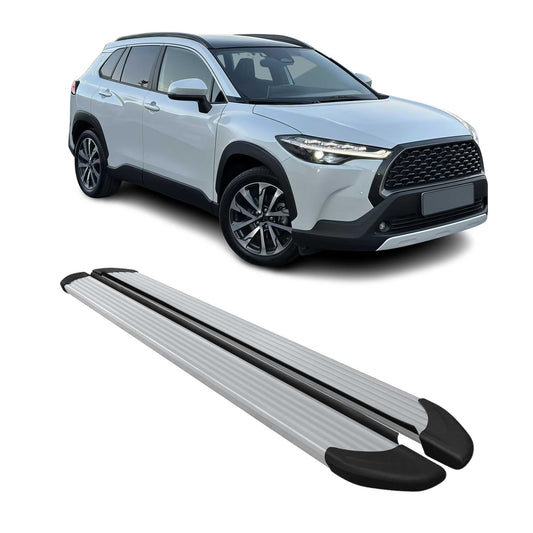 Trittbretter Seitenschweller für Toyota Corolla Cross 2020-2025 Alu Silber 2 tlg