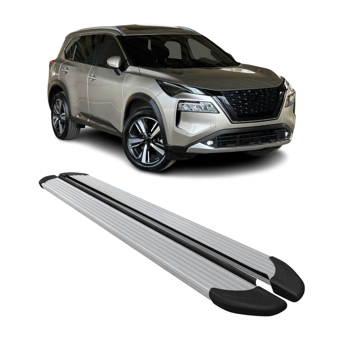 Seitenschweller Trittbretter Schweller für Nissan X-Trail 2021-2025 Alu Silber