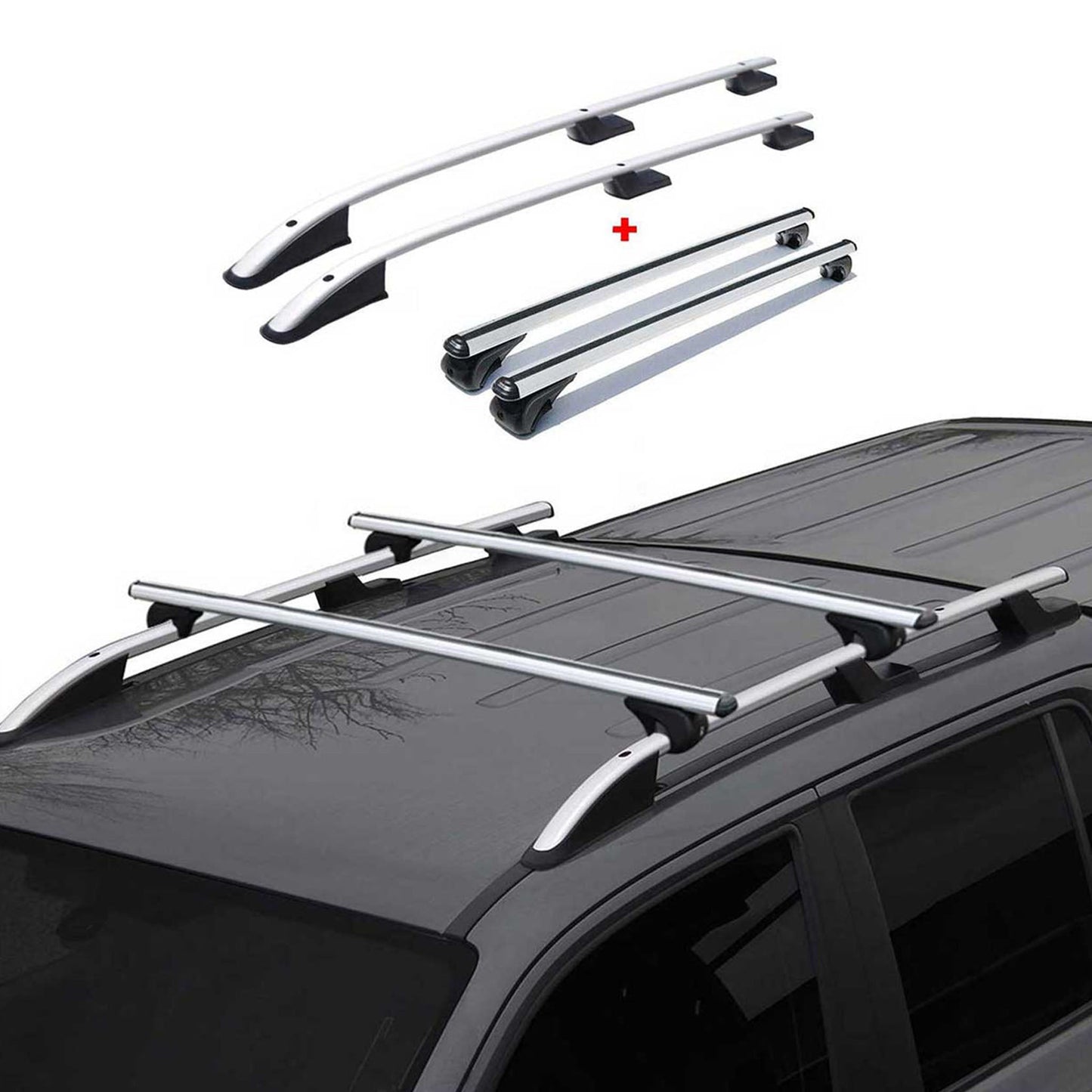 Dachträger + Dachreling für Ford Transit 2014-2025 L3 Langer Aluminium Silber 4x