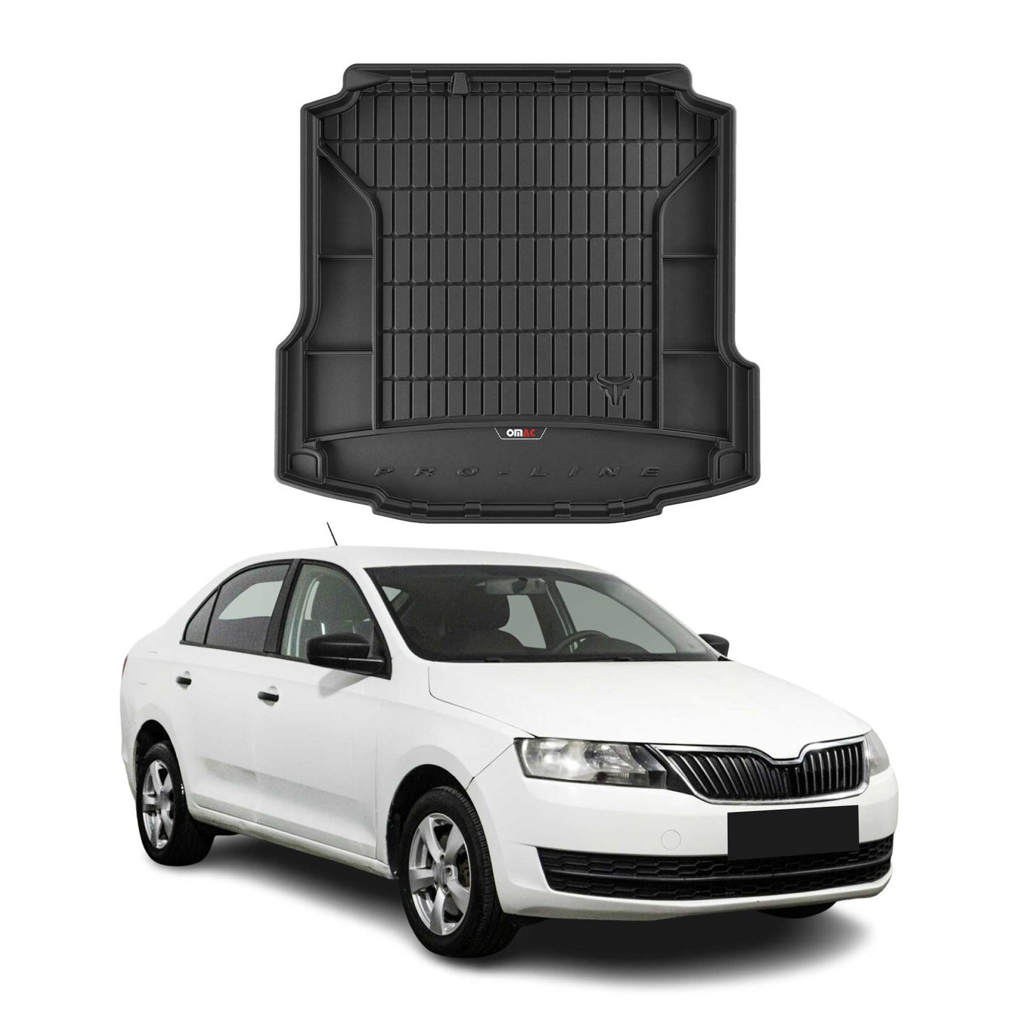 OMAC Gummi Kofferraumwanne für Skoda Rapid 2012-2019 TPE Laderaumwanne Schwarz