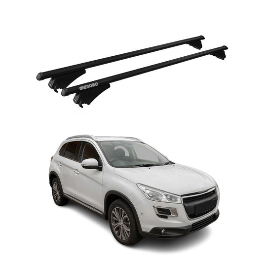 Menabo Dachträger Grundtäger für Peugeot 4008 2012-2017 75kg Alu Schwarz 2 tlg