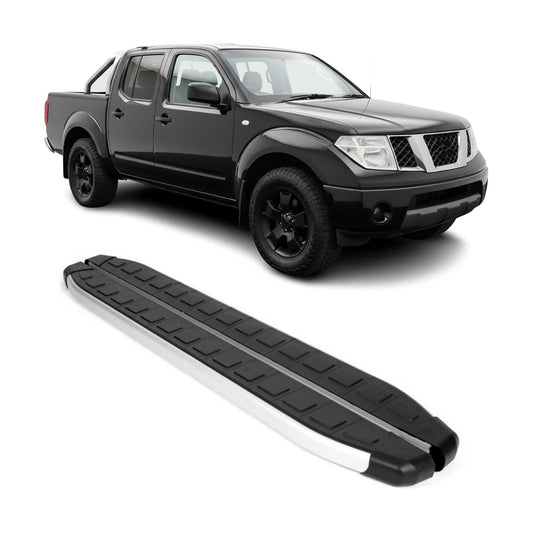 Seitenbretter Trittbretter für Nissan Navara D40 2005-15 Double Cab Alu Schwarz
