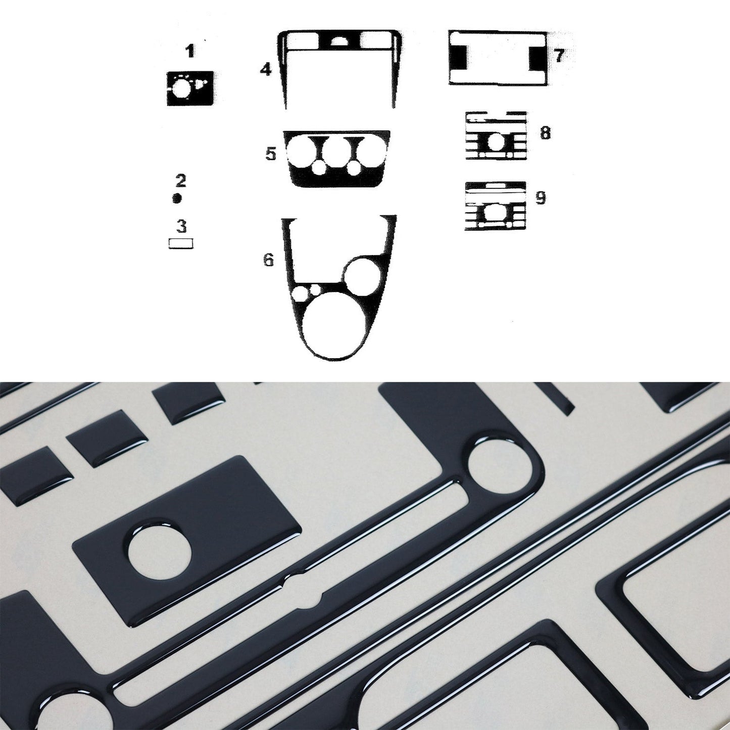 Set ornamente interioare pentru Ford Fusion 2005-2012, aspect negru piano, 9 piese