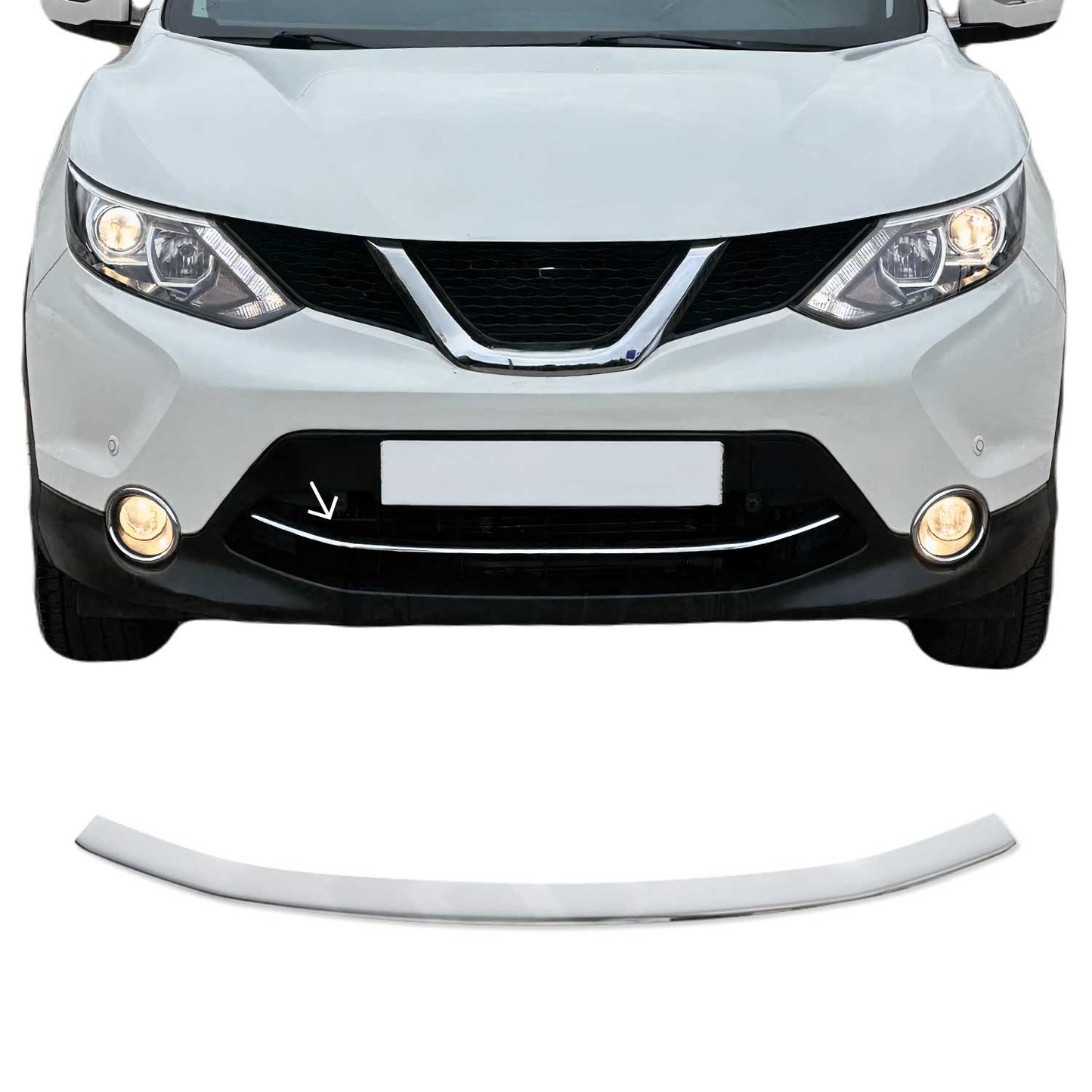 Kühlergrill Leisten Grillleisten für Nissan Qashqai J11 2014-2017 Chrom Silber