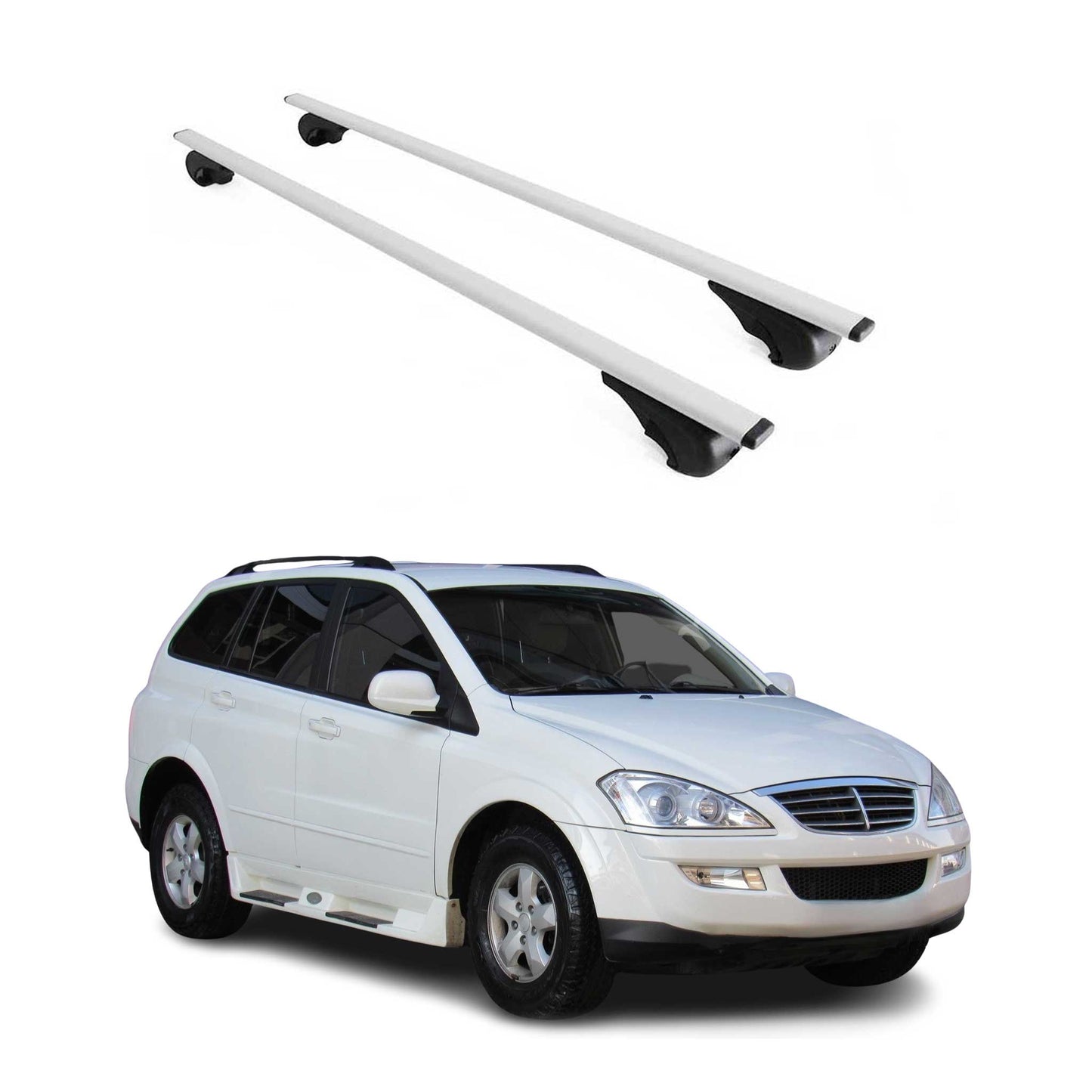 Portbagaj de plafon pentru Ssangyong Kyron 2005-2014 5 uși 75kg metal argintiu 2x