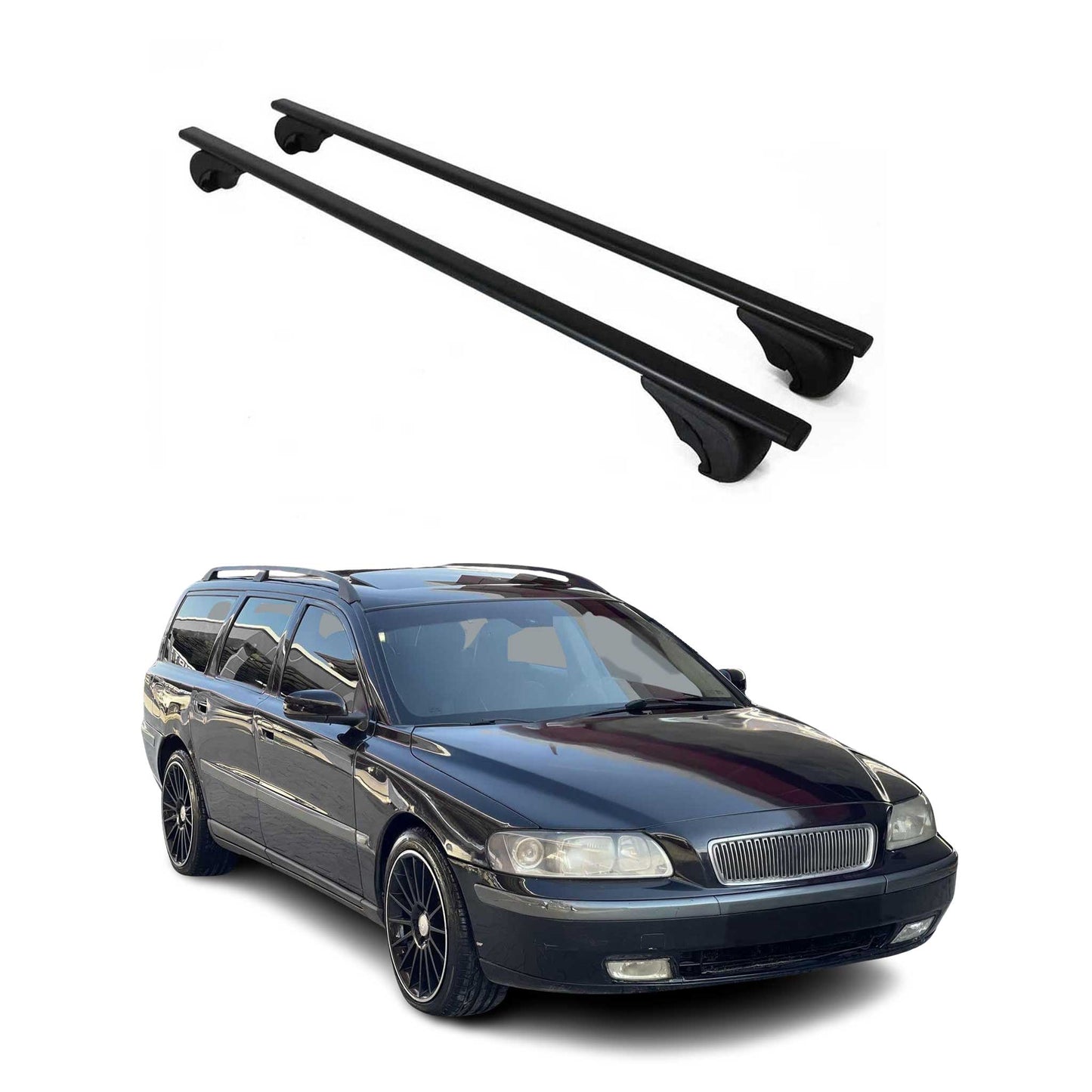 Dachträger Grundtäger für Volvo V70 2000-2007 75kg Metall Schwarz 2 tlg