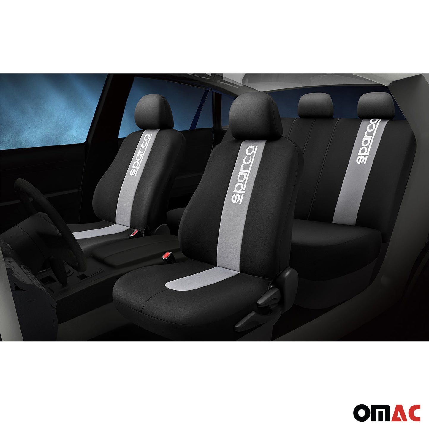 SPARCO Sitzbezüge Schonbezüge Autositzbezüge Universell Schwarz Grau Vorn Hinten