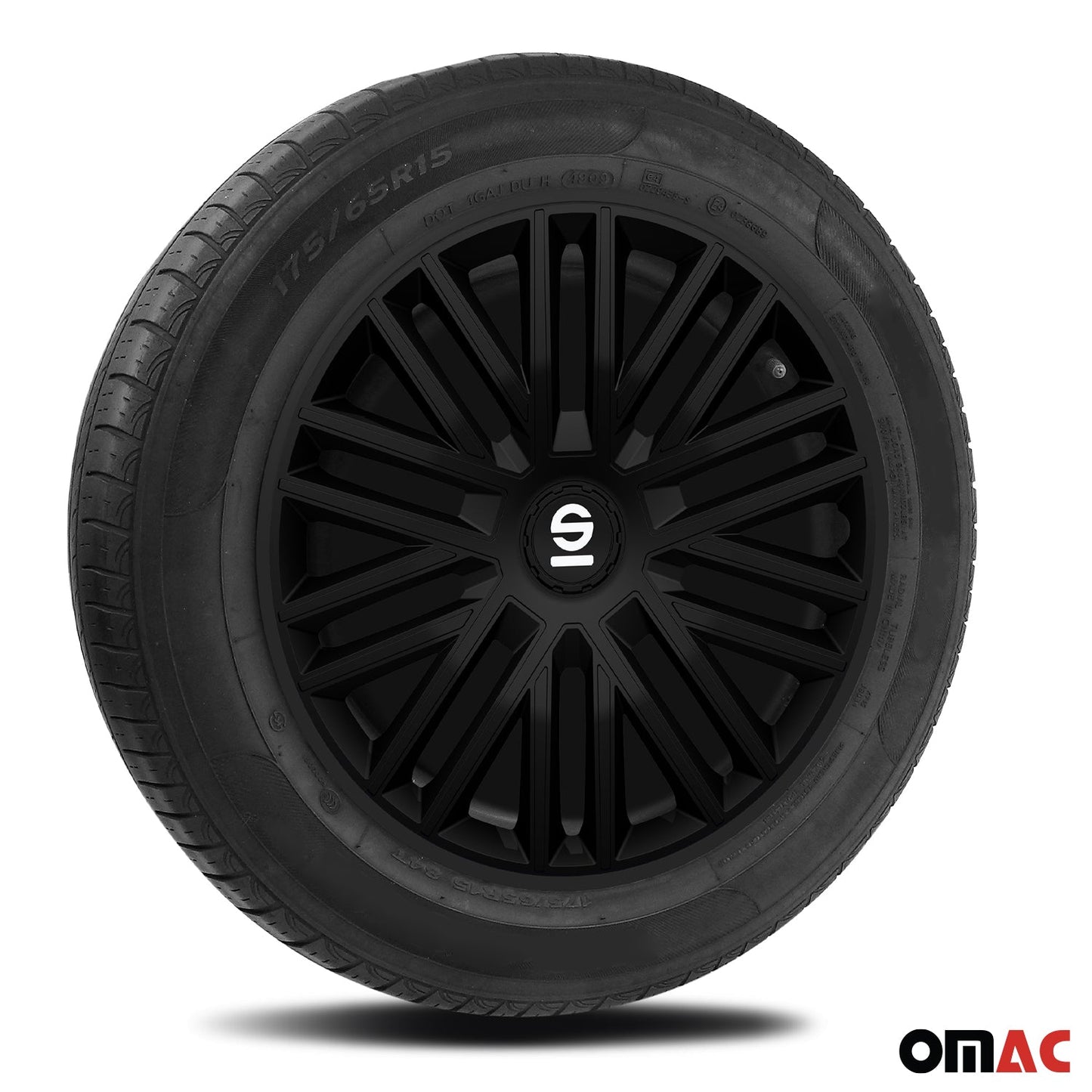 Radkappen Radzierblenden Sparco Bergamo 15" Zoll Auto Abdeckung Set Schwarz 4x