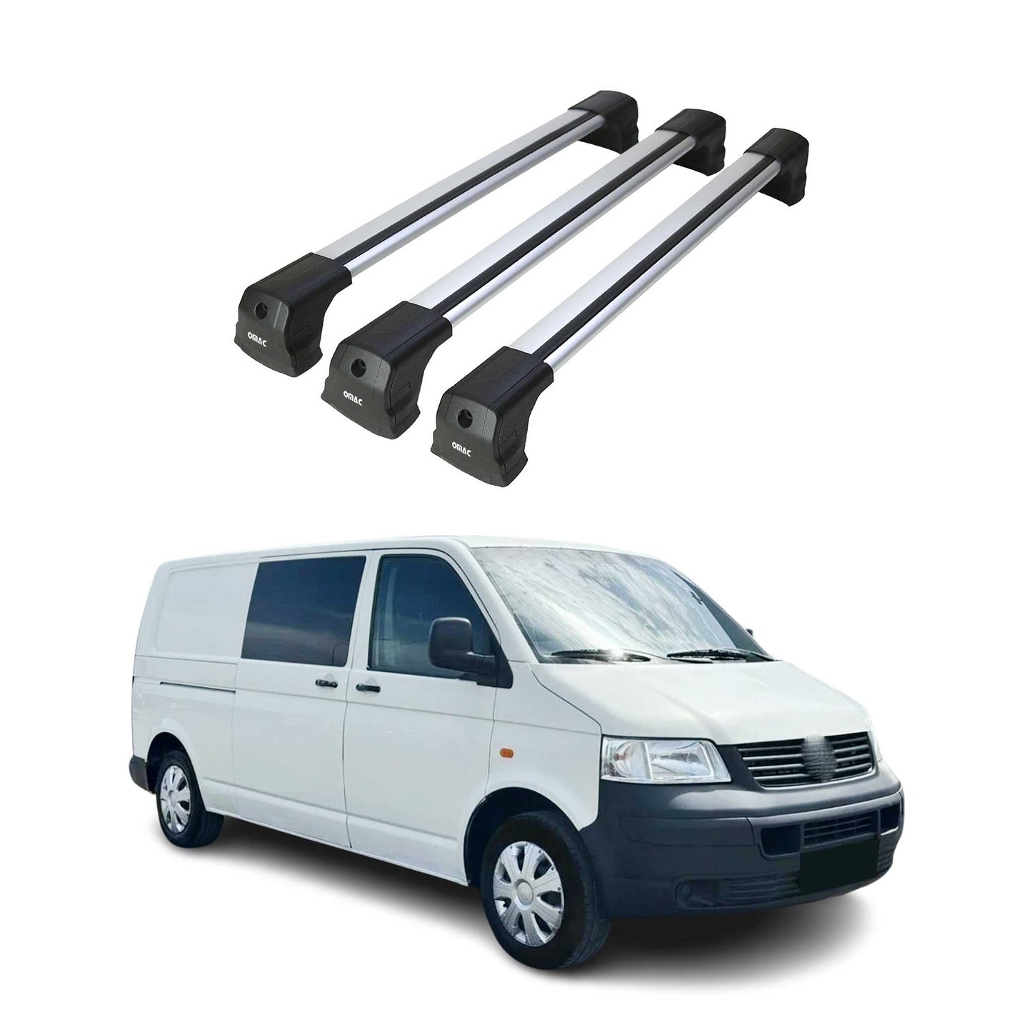 Dachträger Gepäckträger für VW T5 T6 2003-2024 Grundträger Aluminium Grau 3x
