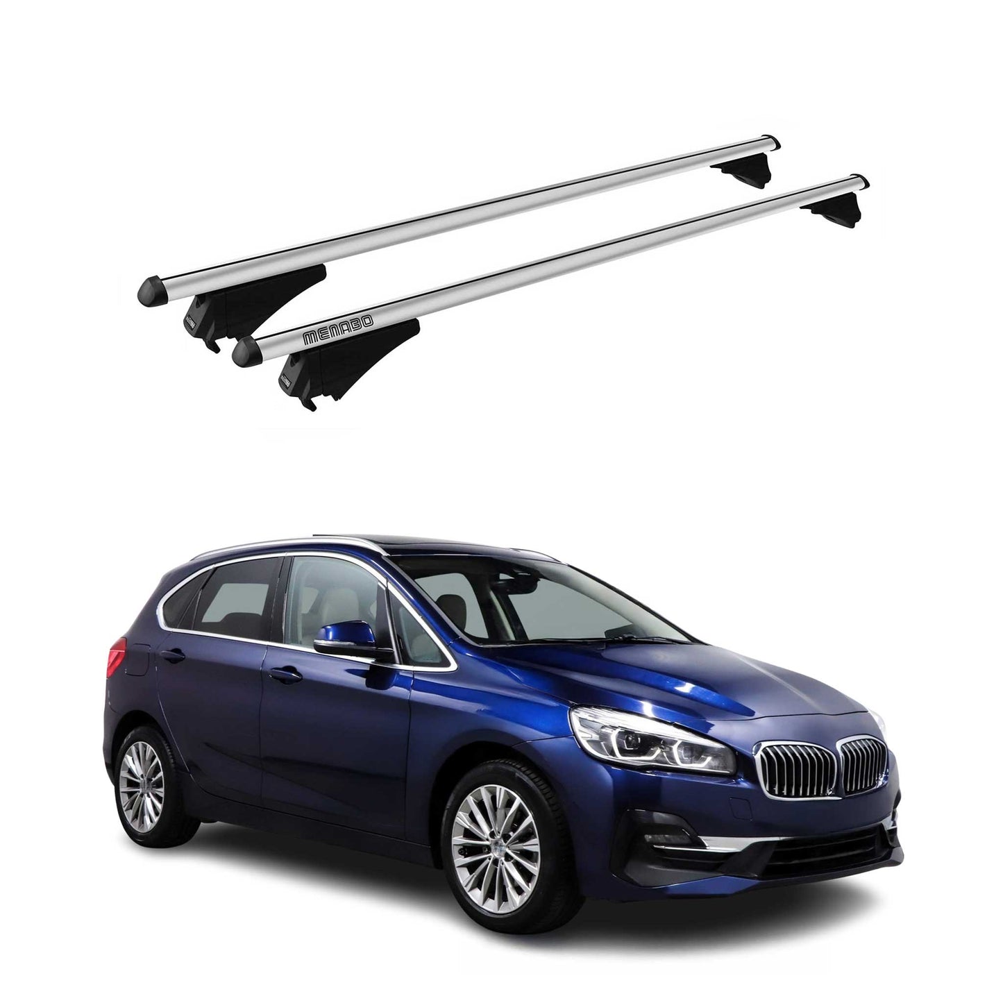 Menabo Dachträger für BMW 2er F45 Active Tourer 2014-2021 75kg Alu Silber 2x