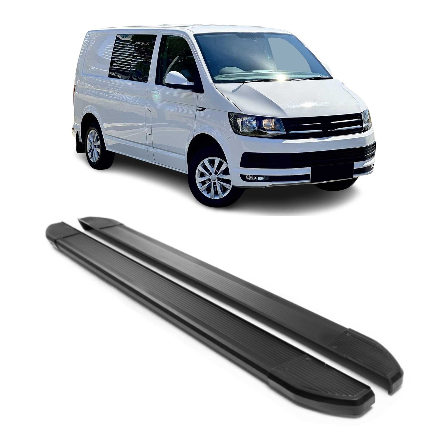 Alu Seitenschweller Trittbretter für VW T6 T6.1 alle 2015-2024 Kurzer Schwarz