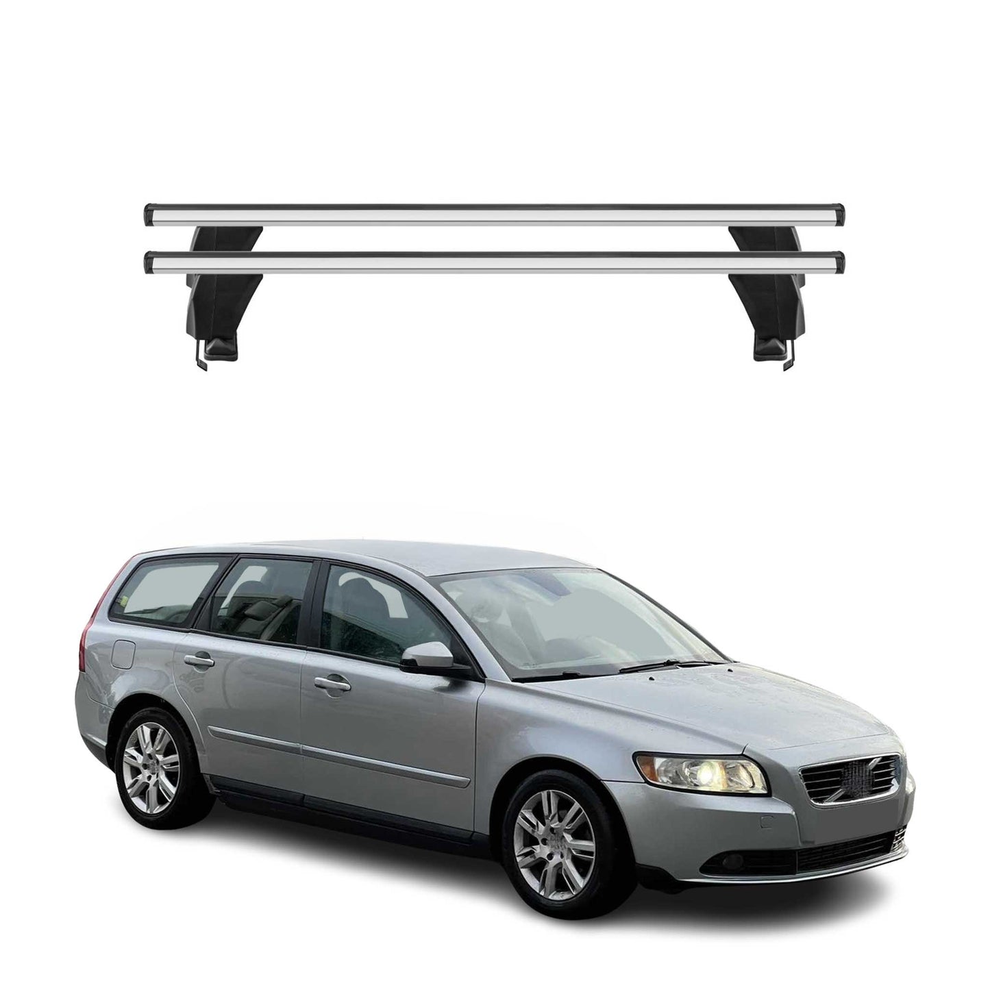 Menabo Dachträger Grundtäger für Volvo V50 2007-2012 FL 50kg Alu Silber 2 tlg