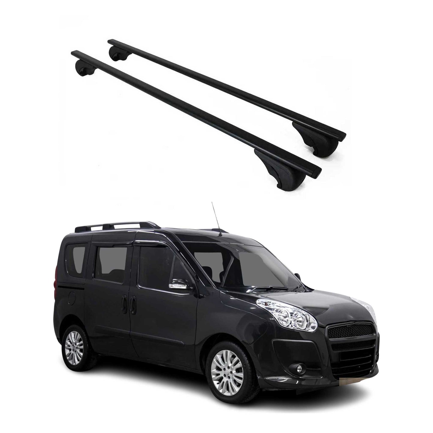 Dachträger Grundtäger für Fiat Doblo 2010-2022 75kg Metall Schwarz 2 tlg