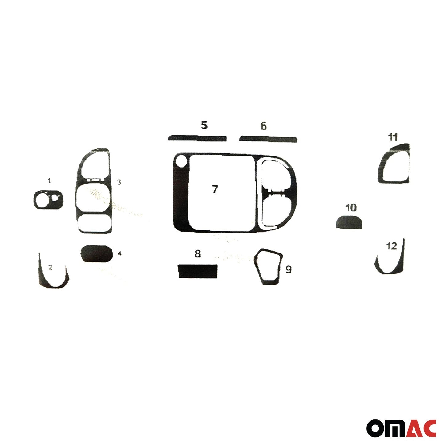 Ornamente interioare pentru Ford Transit 1997-2000, aspect aluminiu, 8 bucăți