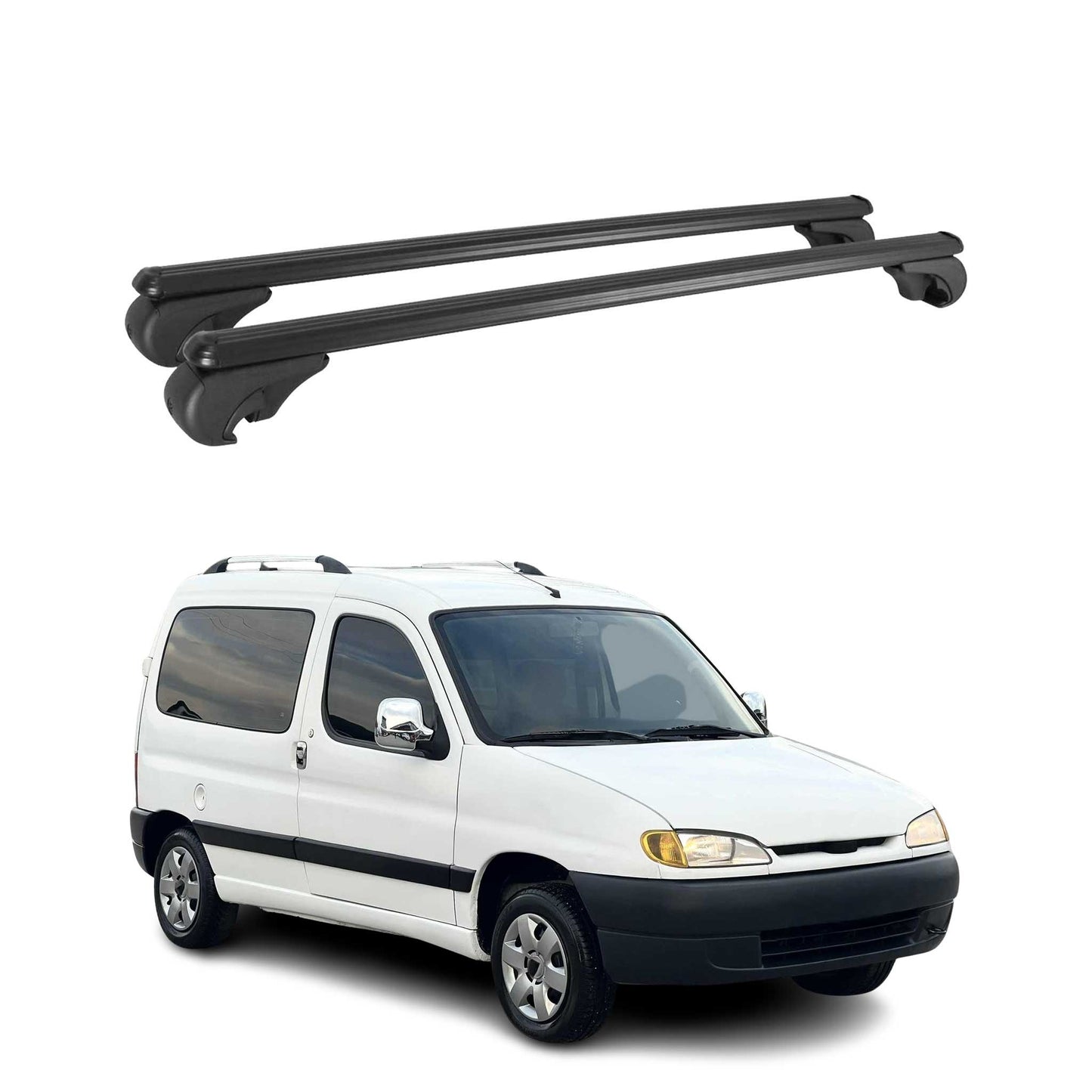 Portbagaj de plafon pentru Peugeot Partner mk1 1996-2002 Pre-FL 75kg aluminiu negru