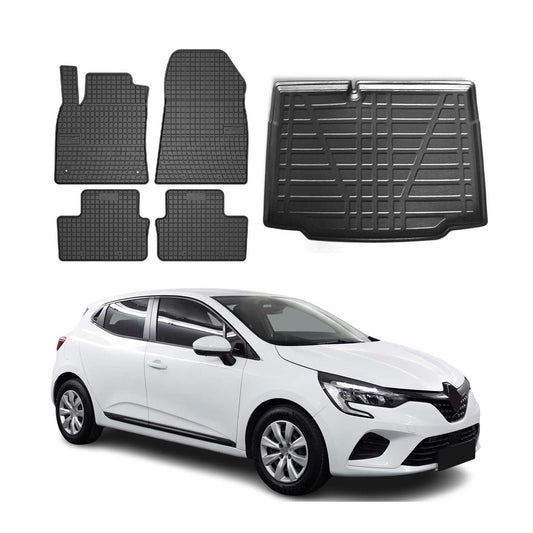 Set covorașe și portbagaj pentru Renault Clio hatchback 2019-2025, cauciuc, 5 buc.