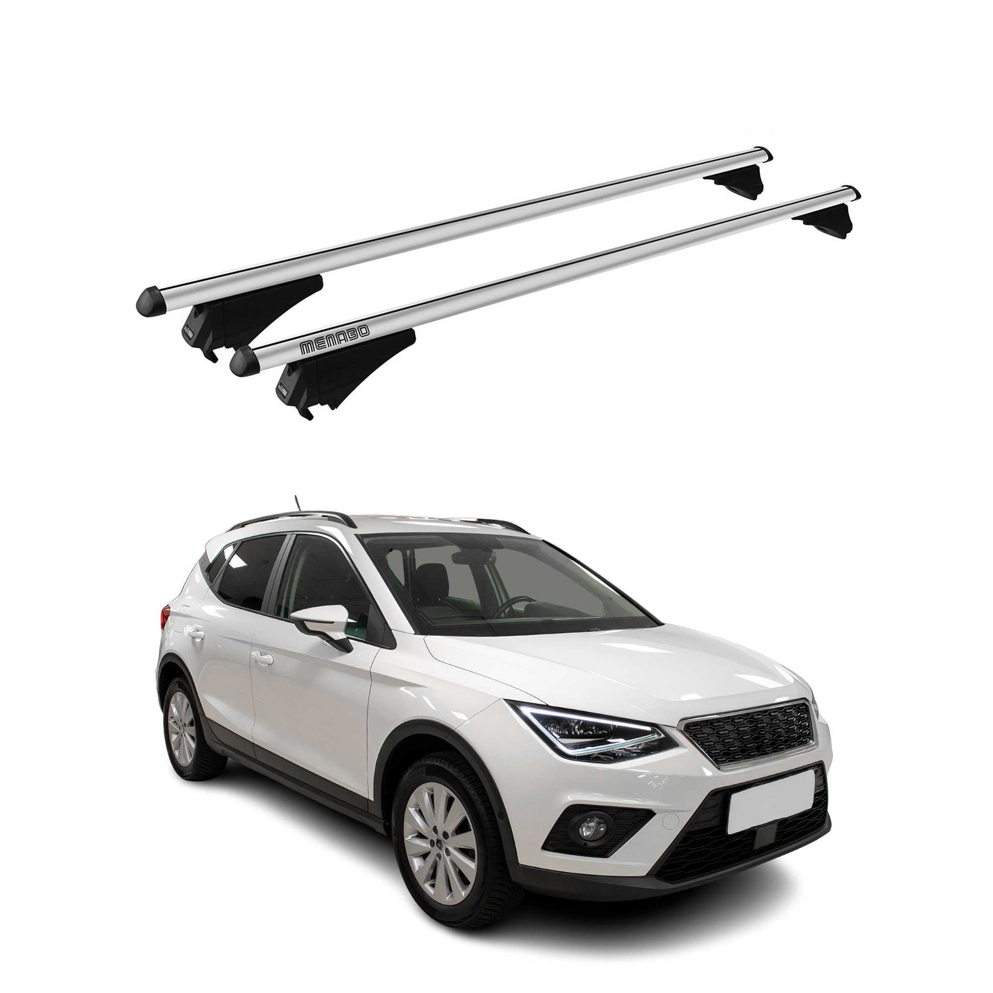 Menabo Dachträger Grundtäger für Seat Arona 2017-2025 75kg Alu Silber 2 tlg