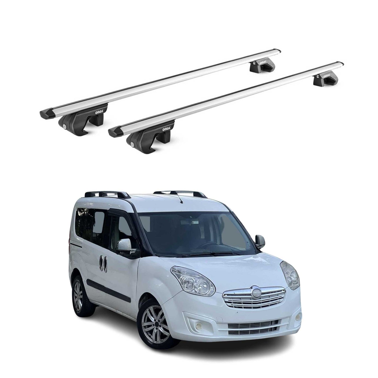 Portbagaj de plafon pentru Opel Combo D 2011-2018 5 uși 90 kg aluminiu argintiu 2 piese ABE