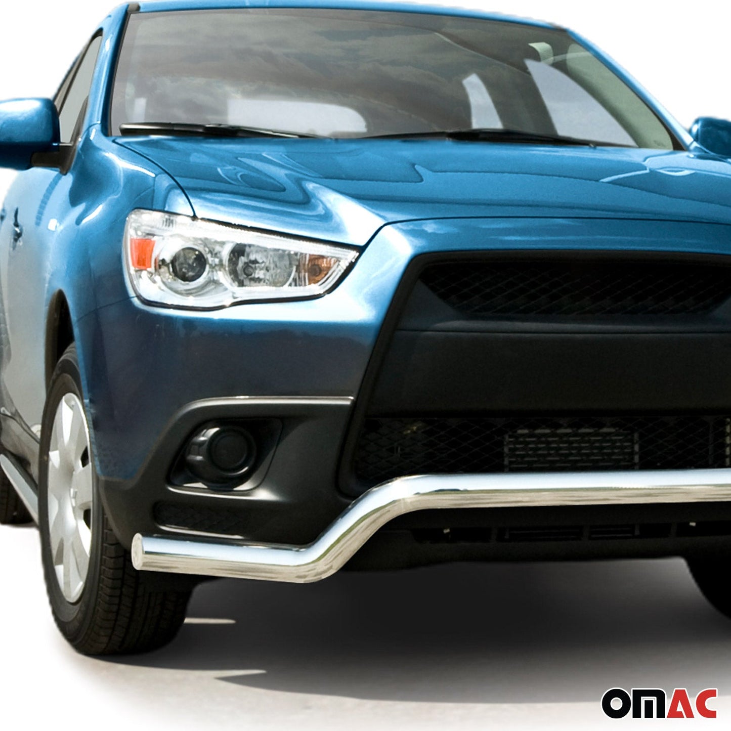 Bară de protecție/buton față pentru Mitsubishi ASX 2010-2013, argintie, cu ABE (omologare de tip germană), oțel