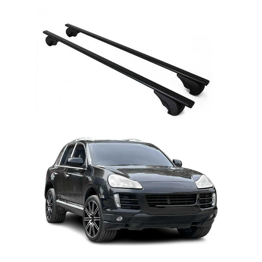 Portbagaj de plafon pentru Porsche Cayenne 2002-2010, 75kg, metal, negru, 2 bucăți