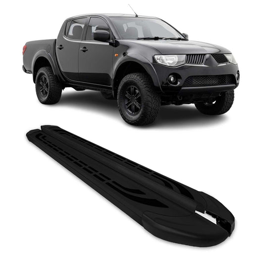 Trittbretter Schweller für Mitsubishi L200 DoubleCab Triton 2005-14 Alu Schwarz