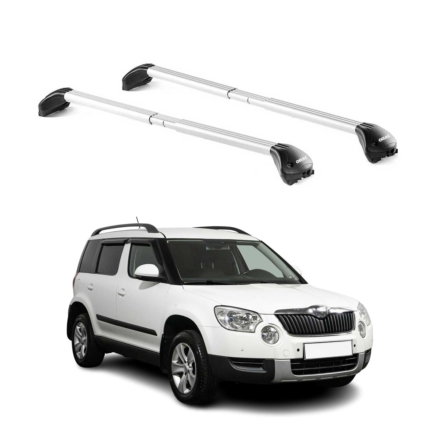 Portbagaj de plafon pentru Skoda Yeti 2009-2013 Pre-FL 100kg aluminiu argintiu 2 piese ABE