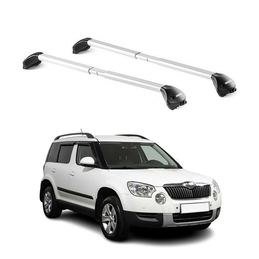 Portbagaj de plafon pentru Skoda Yeti 2009-2013 Pre-FL 100kg aluminiu argintiu 2 piese ABE