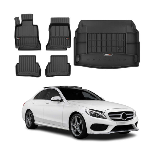 OMAC Fußmatten & Kofferraumwanne Set für Mercedes C Klasse W205 2013-2025 Gummi
