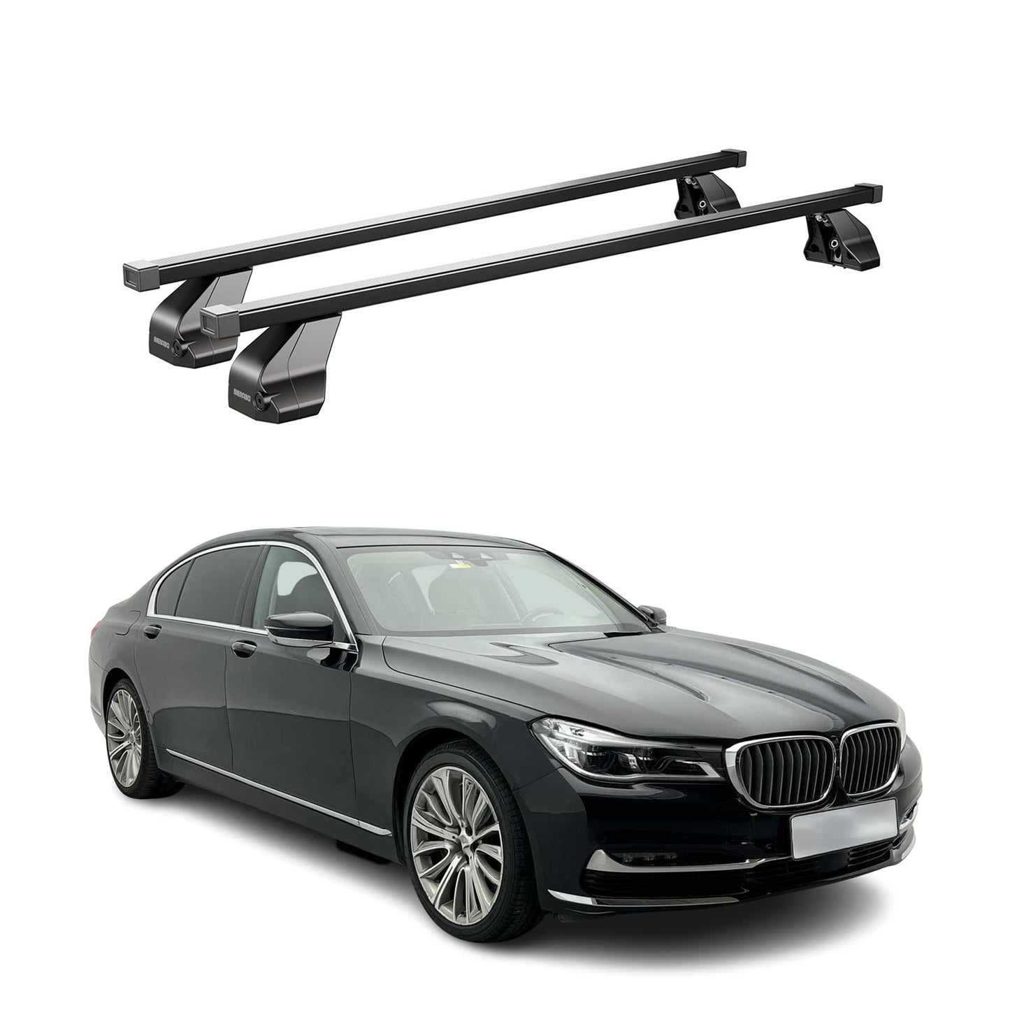 Menabo Dachträger Grundtäger für BMW 7er G11 G12 2015-2022 75kg Stahl Schwarz 2x