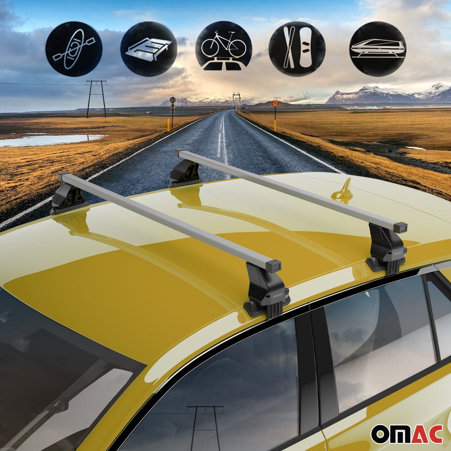 Menabo Portbagaj de plafon pentru Opel Astra L 2021-2025 Gri oțel, 2 piese