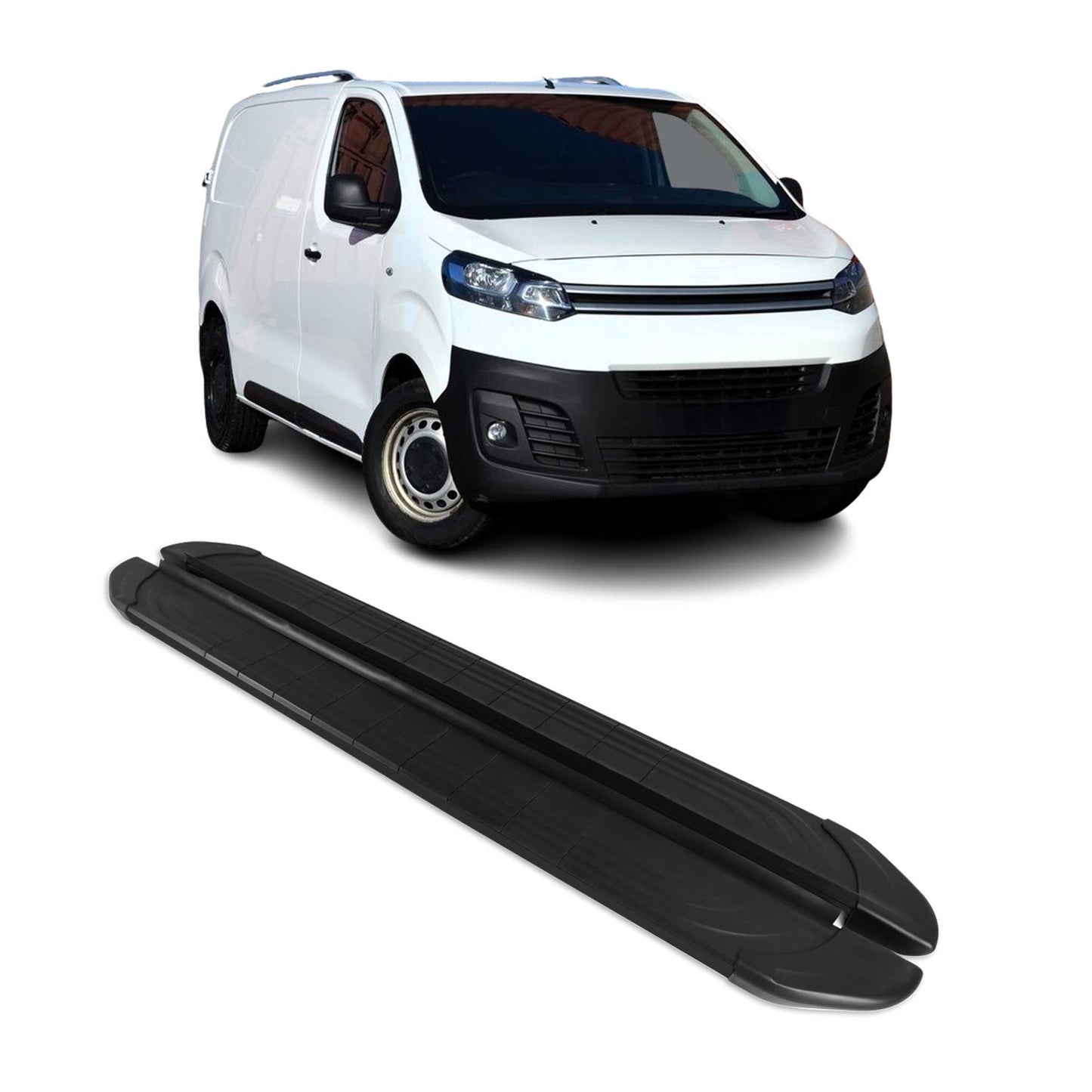 Trittbretter Seitenschweller für Citroen Jumpy 2016-2025 L1 Aluminium Schwarz 2x