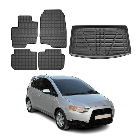 Set covorașe și portbagaj din cauciuc pentru Mitsubishi Colt CZ3 cu 5 uși, 2008-2013