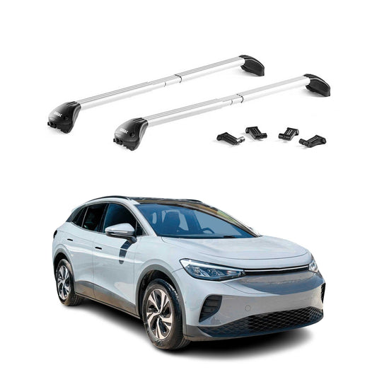 Dachträger Grundtäger für VW ID.4 2020-2025 100kg Aluminium Silber 2 tlg ABE