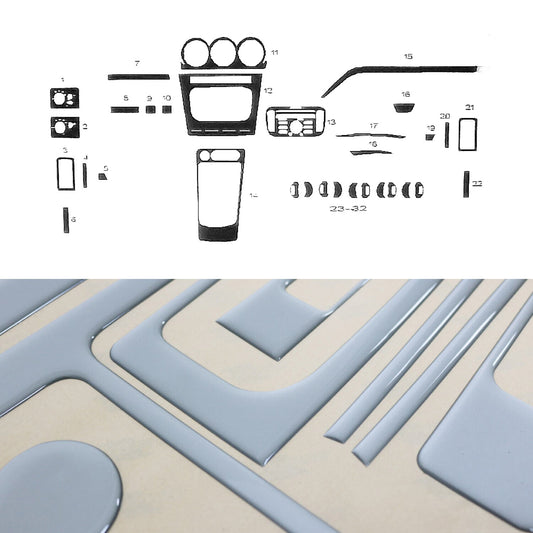 Ornamente interioare cockpit pentru Ford Transit Connect 2009-2014, aspect aluminiu, 32 bucăți
