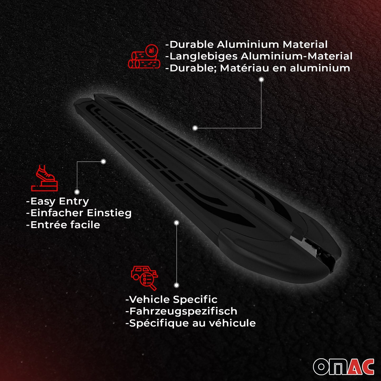 Trittbretter Seitenschweller Seitenbretter für Hyundai Kona 2017-21 Alu Schwarz