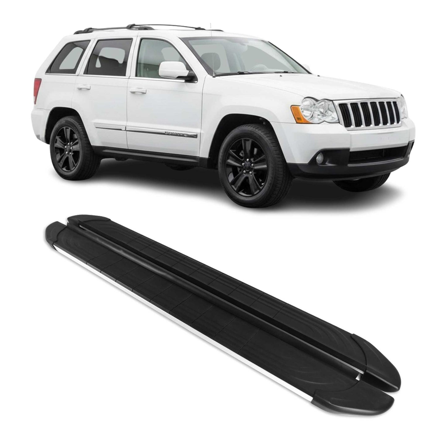 Trittbretter Seitenschweller für Jeep Grand Cherokee 2005-2011 Alu Schwarz Grau