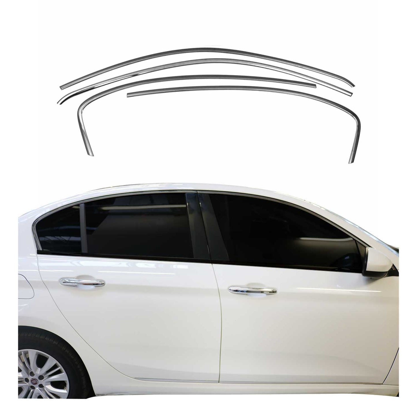 Fensterleisten Zierleisten für Fiat Tipo 2015-2025 Edelstahl Dunkel 4tlg