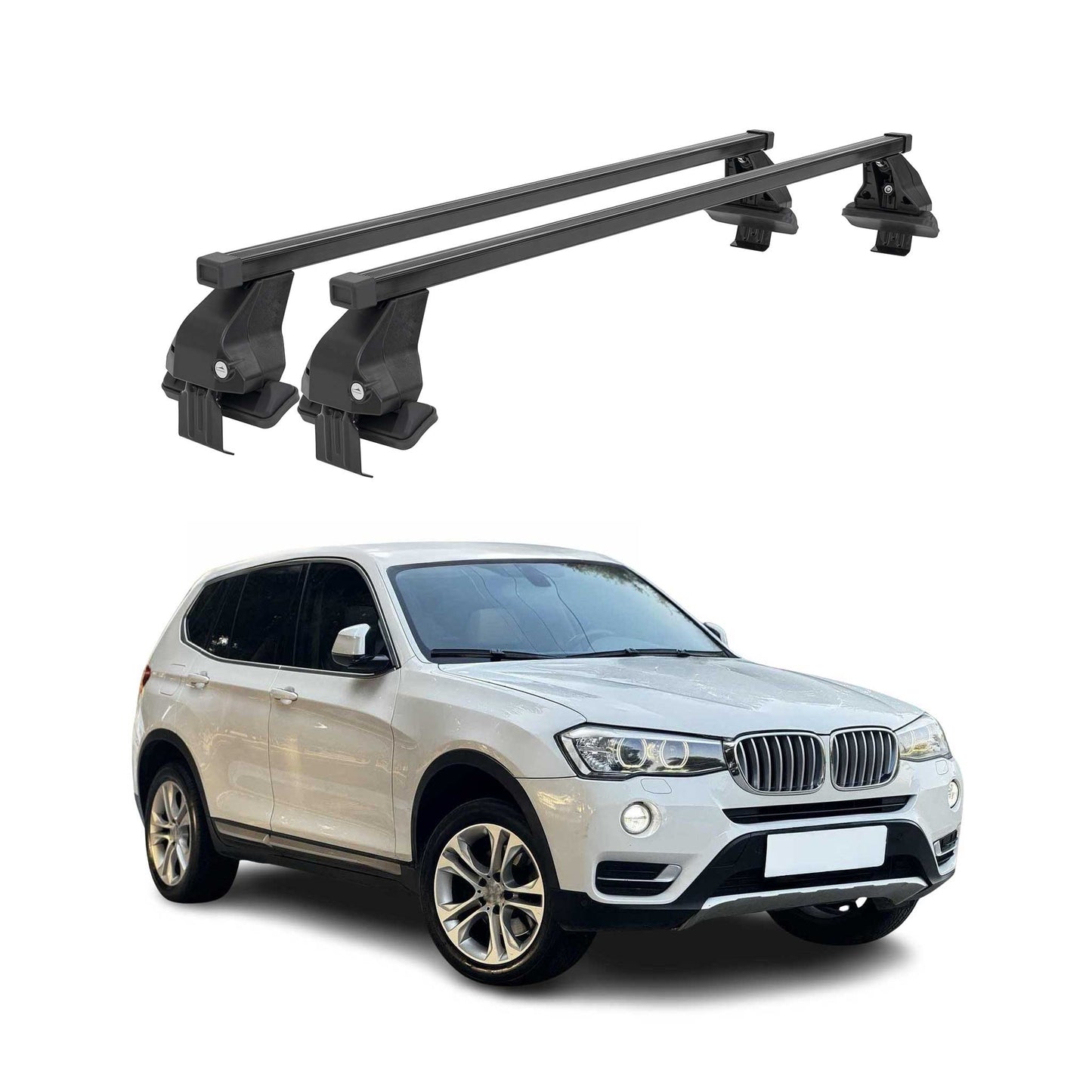 Menabo Dachträger Grundtäger für BMW X3 F25 2010-2017 50kg Stahl Schwarz 2 tlg