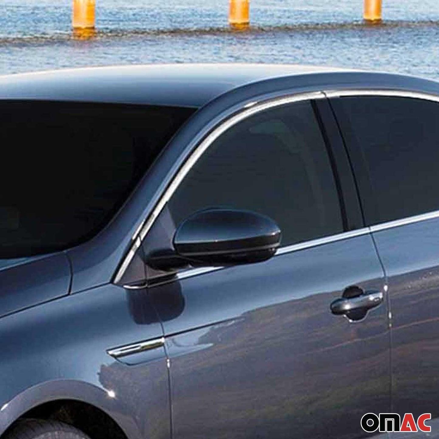 Benzi decorative geamuri pentru Renault Megane 1 2015-19, oțel inoxidabil cromat, 12 bucăți