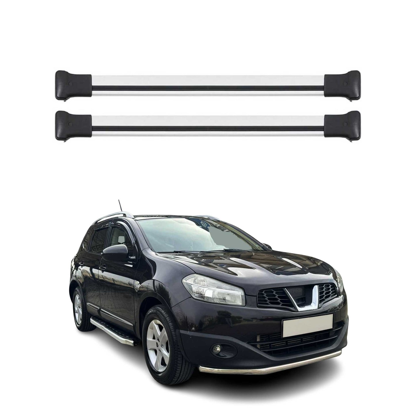 Portbagaj de plafon pentru Nissan Qashqai J10 2006-2014 75kg aluminiu argintiu 2 buc