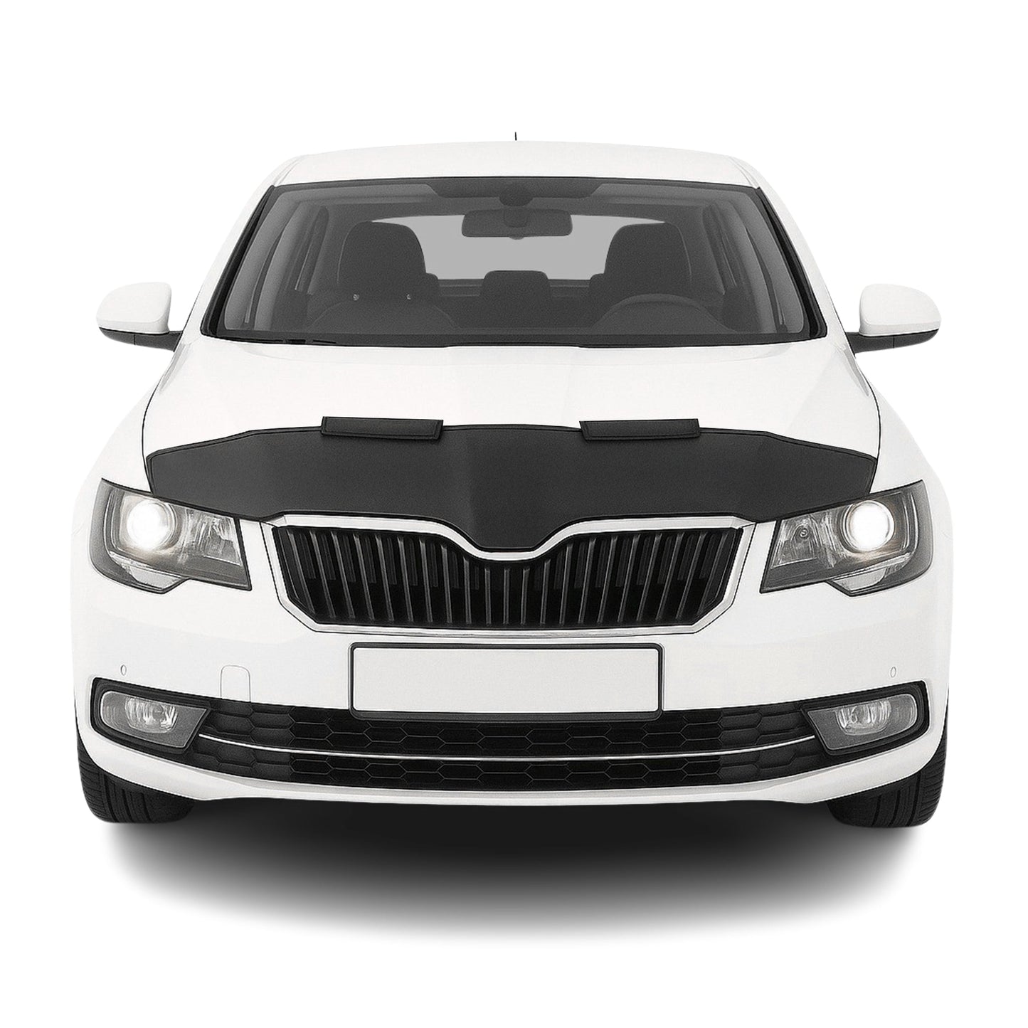 Haubenbra Steinschlagschutz Bonnet Bra für Skoda Superb 2013-2015 Schwarz Halb