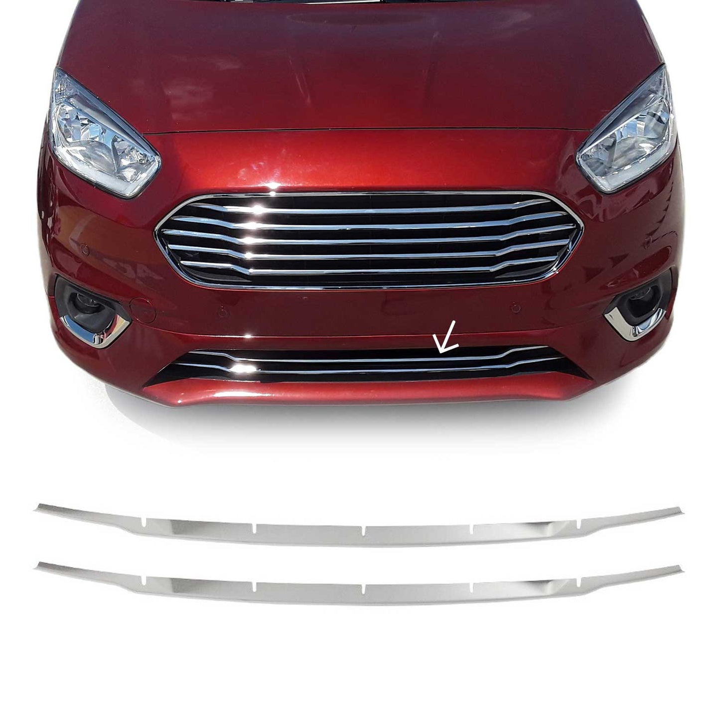 Kühlergrill Leisten Grillleisten für Ford Tourneo Connect 2018-2021 Chrom 2x